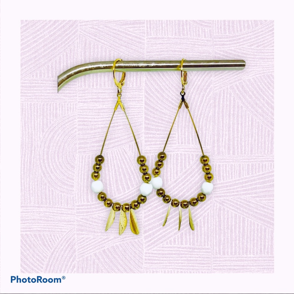 Hoop Earrings, Beaded Teardrop Dangles